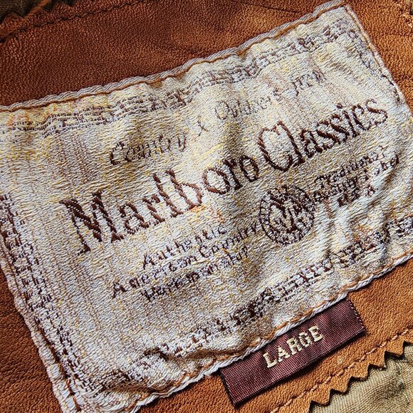 Vintage Marlboro Classics Tan Leather Vest - Men's Large - Picture 3 of 11